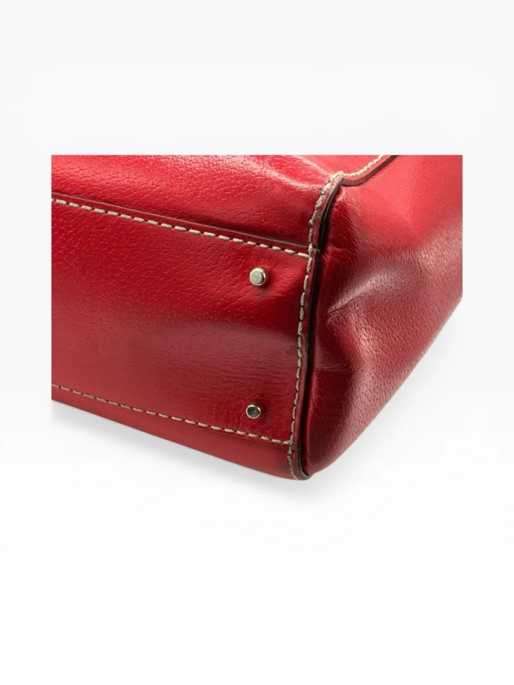 kate spade Red Leather Tote with Gold Plaque